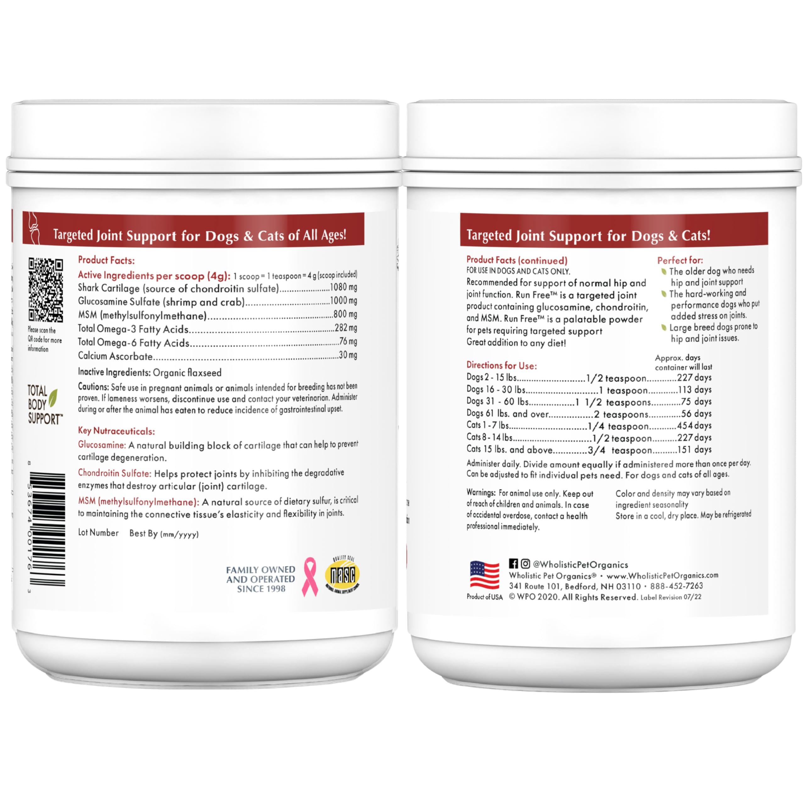 Wholistic Pet Organics Max Strength dose cuillère-mesure pratique pour doser facilement.