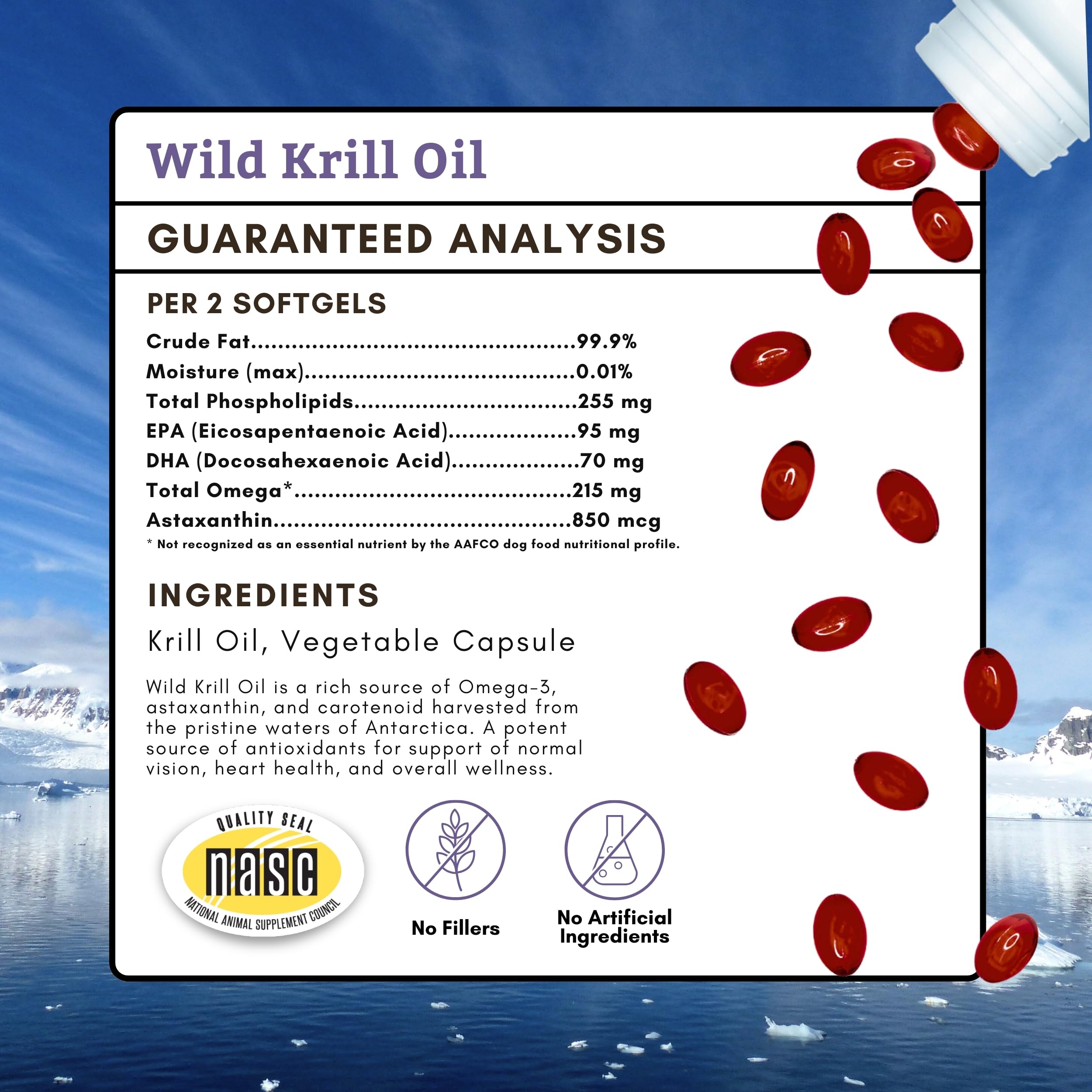 Wholistic Pet Organics pelage brillant grâce à l’huile de krill.