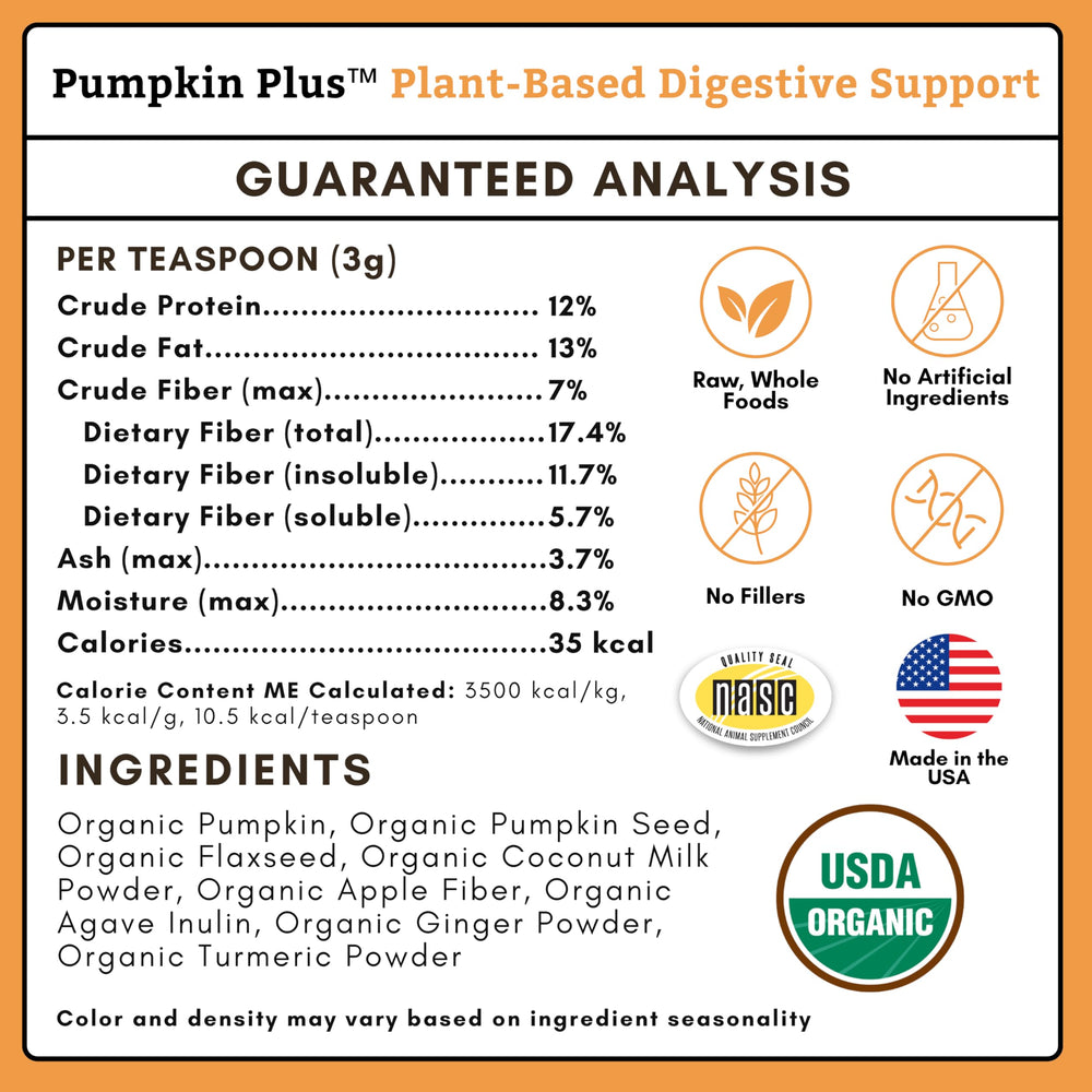 Wholistic Pet Organics Poudre Citrouille – sans additifs artificiels