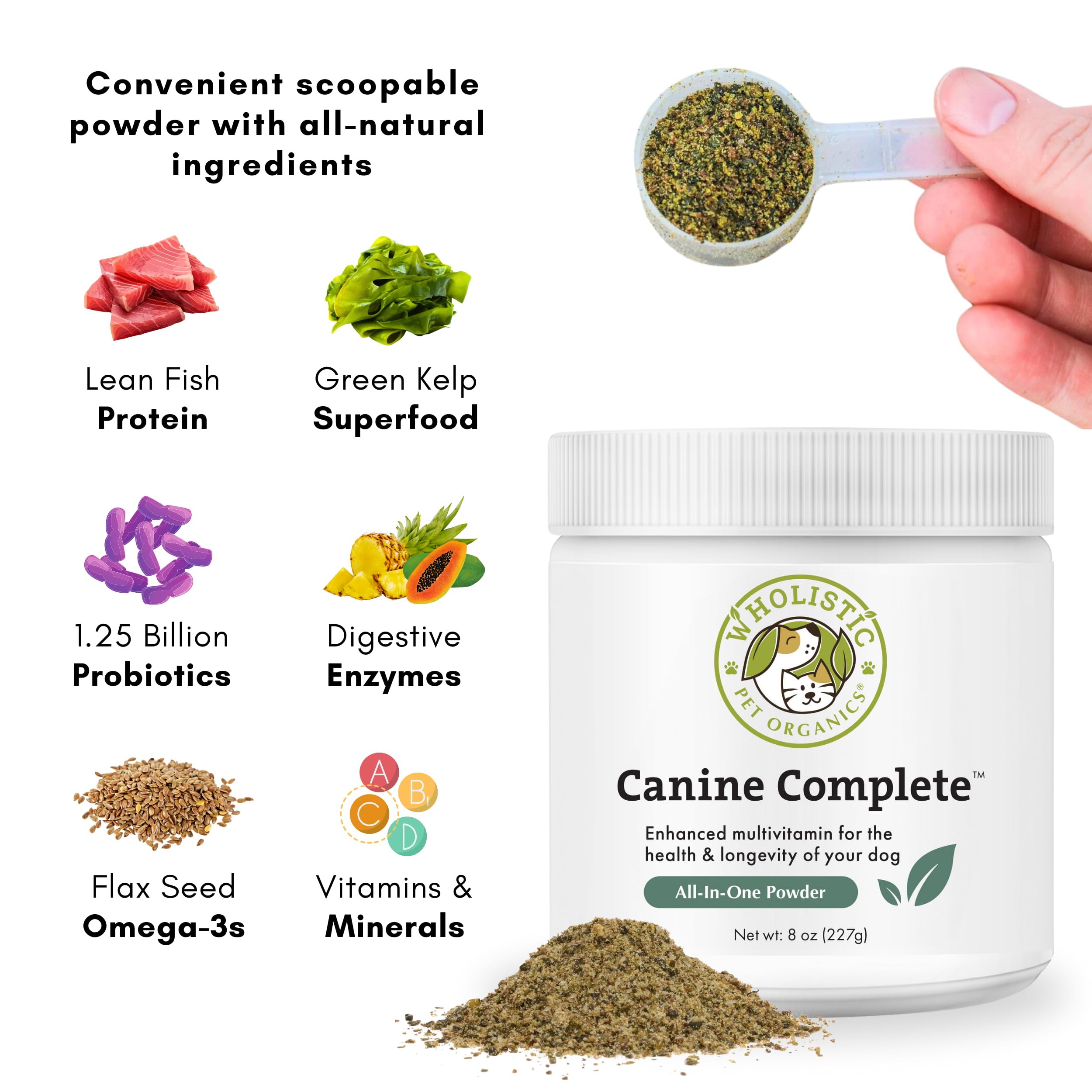 Wholistic Pet Organics Complet Chien - collagene poisson pour peau et pelage