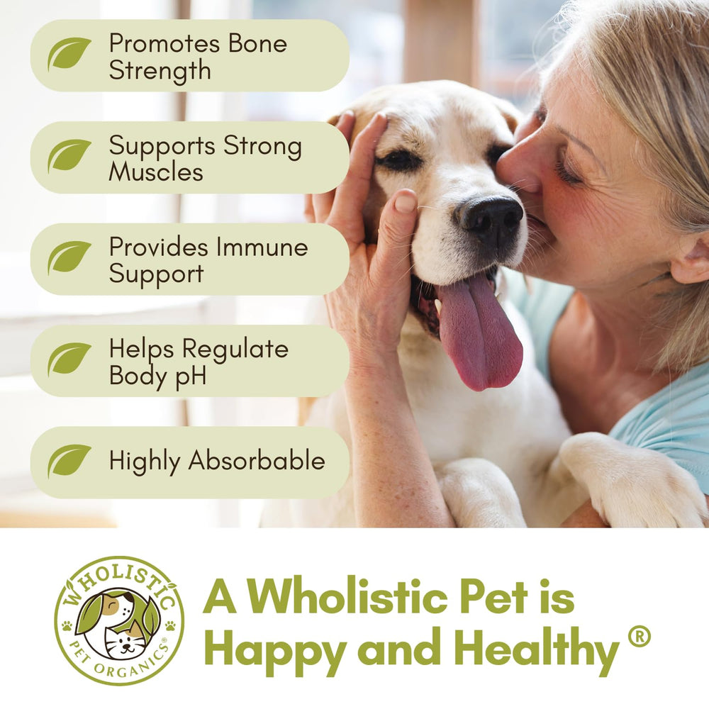 Wholistic Pet Organics Pure Powder Calcium – Cuillère-doseuse pratique, facile à ajouter au repas.