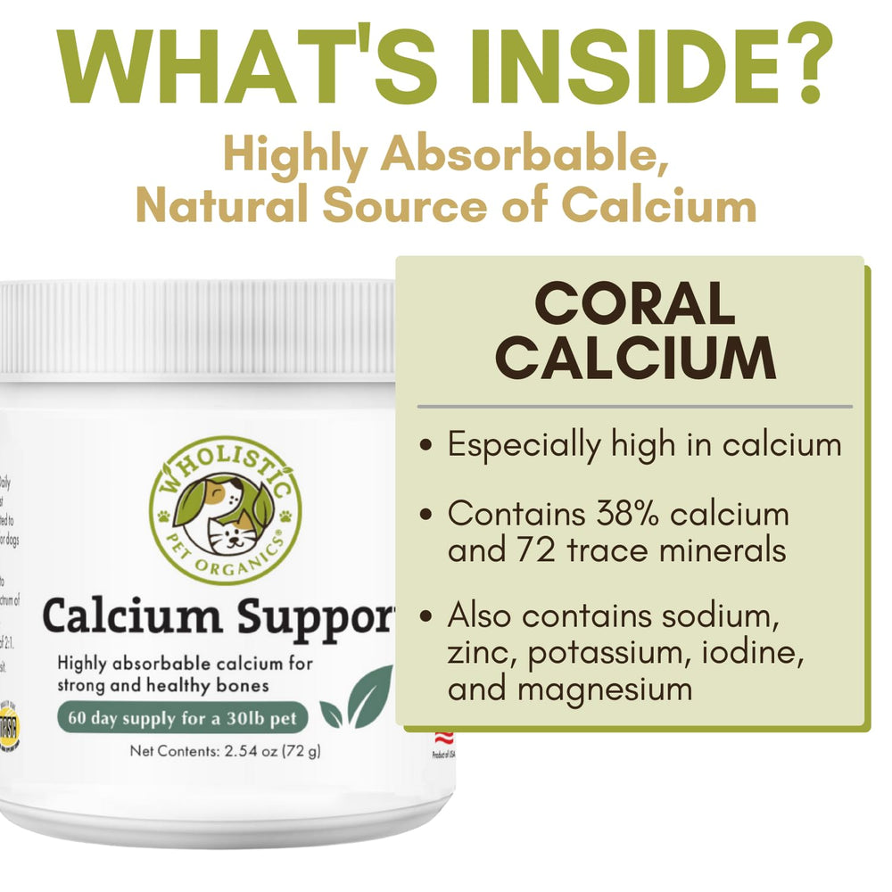 Wholistic Pet Organics Pure Powder Calcium – Mélange facile dans l’alimentation des chiens et chats.