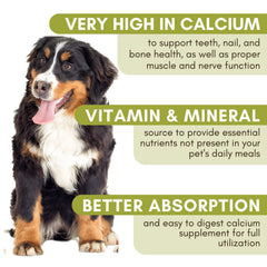 Wholistic Pet Organics Pure Powder Calcium – Certification NASC et fabrication aux États-Unis.