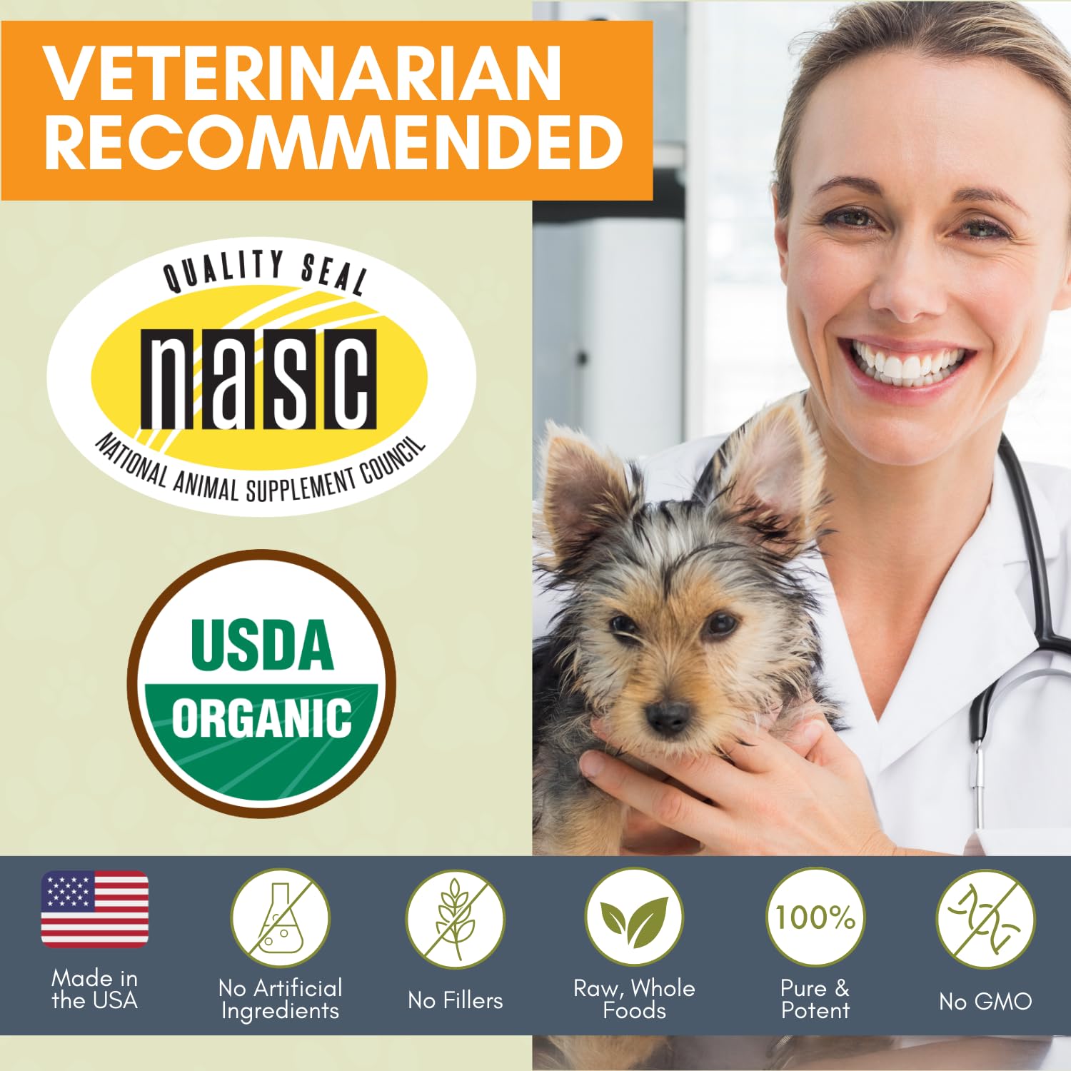 Wholistic Pet Organics Spiruline poudre: topper sain pour repas quotidiens.