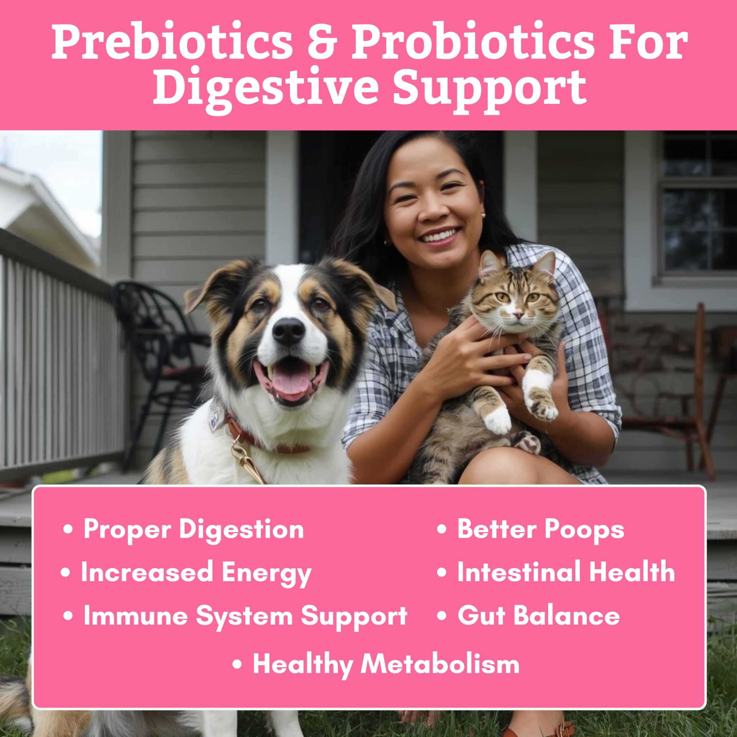 Vers les 9 souches probiotiques de WholeBiotics avec mélange équilibré pour animaux