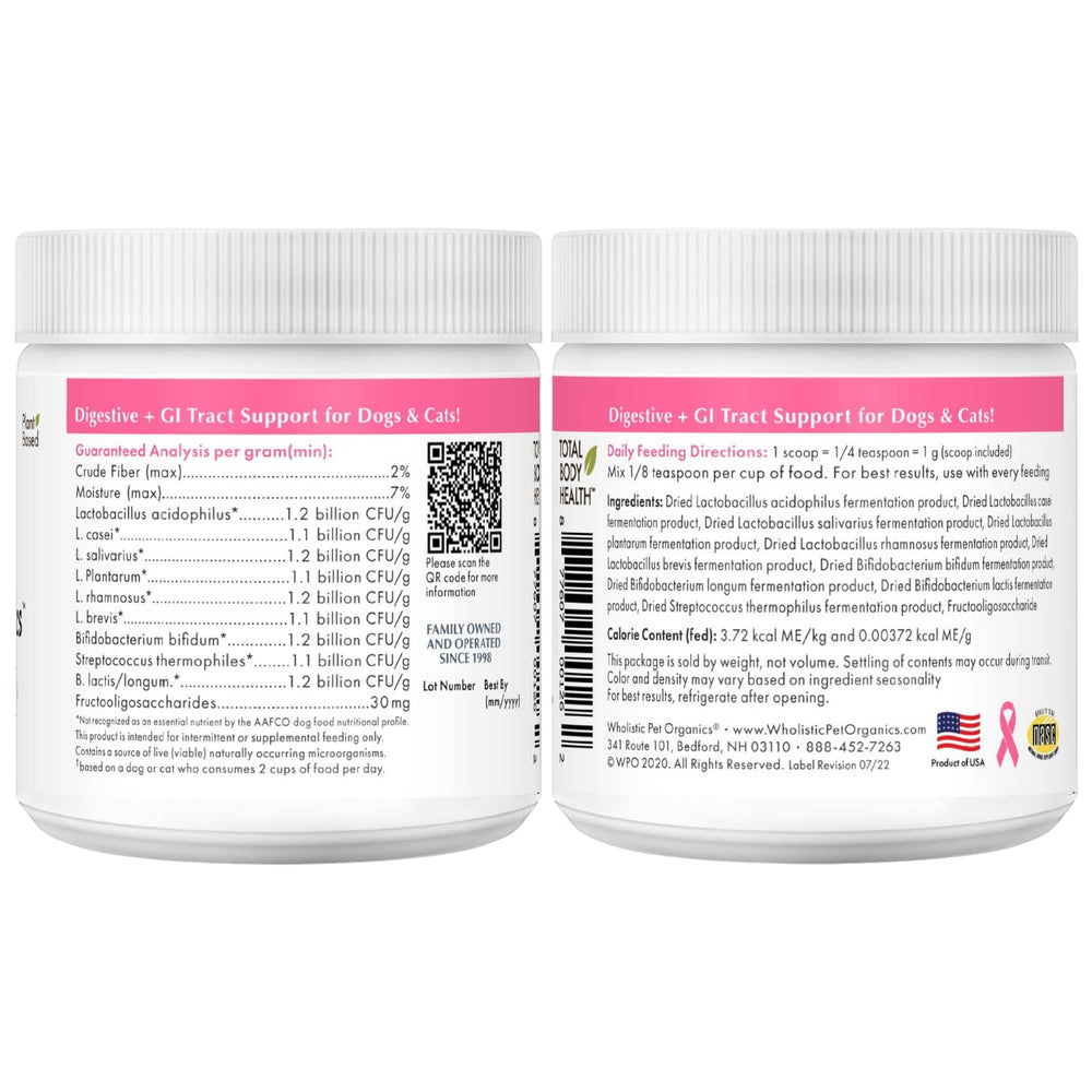 Wholistic Pet Organics WholeBiotics, routine digestive quotidienne pour chiens et chats.