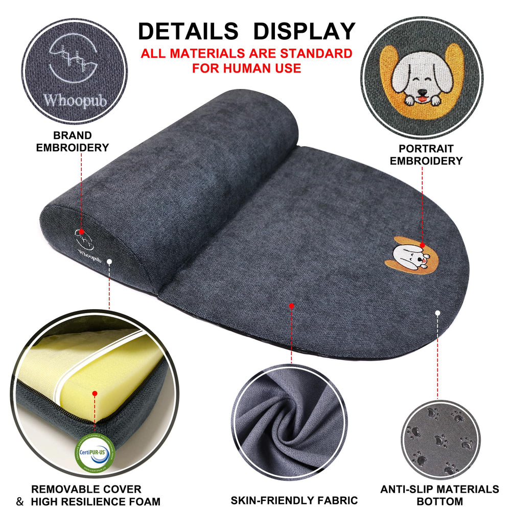 Whoopub coussin bolster chien XL compagnon de sommeil lors des déplacements.
