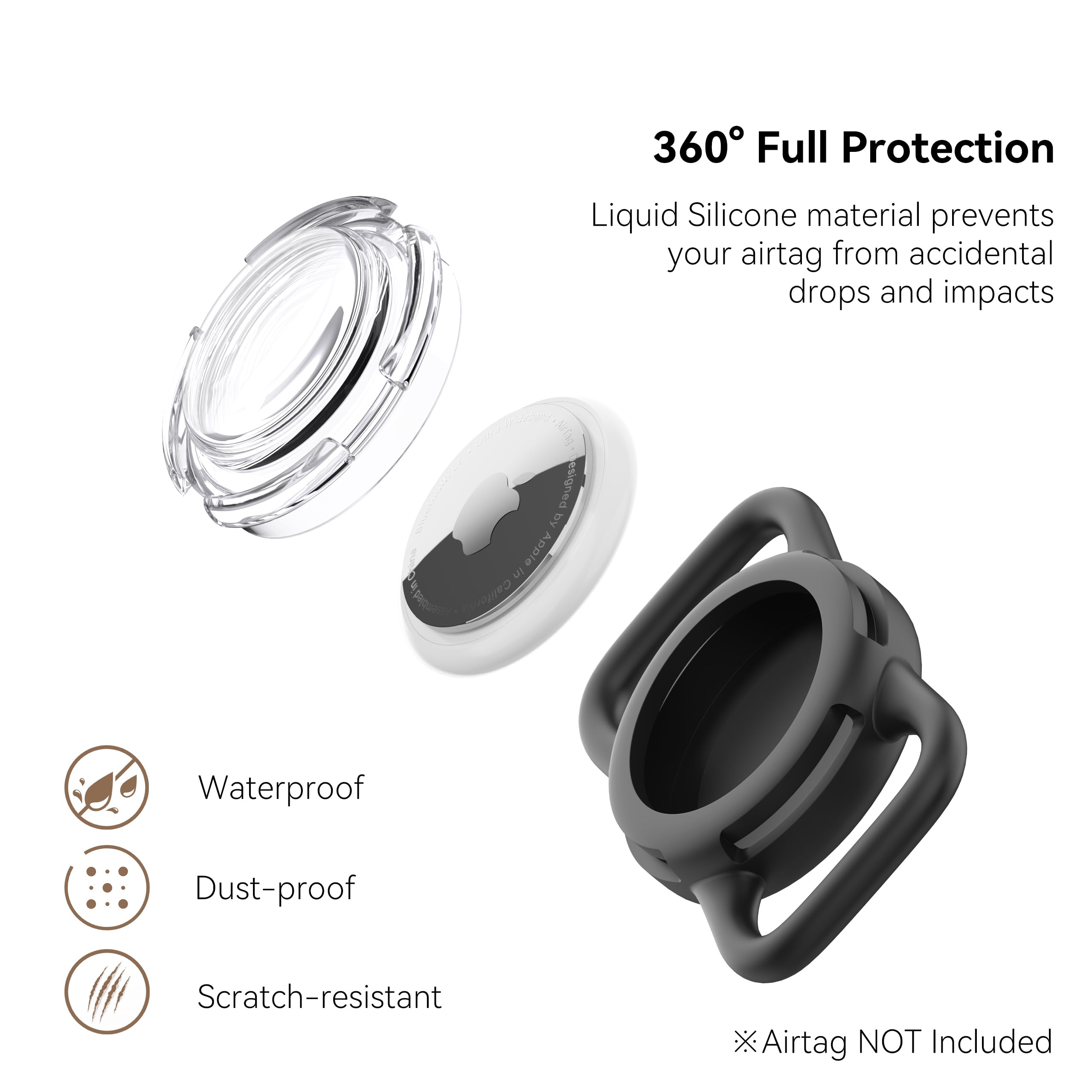 WhoseID coque AirTag souple anti-choc sur collier chat pour sécurité