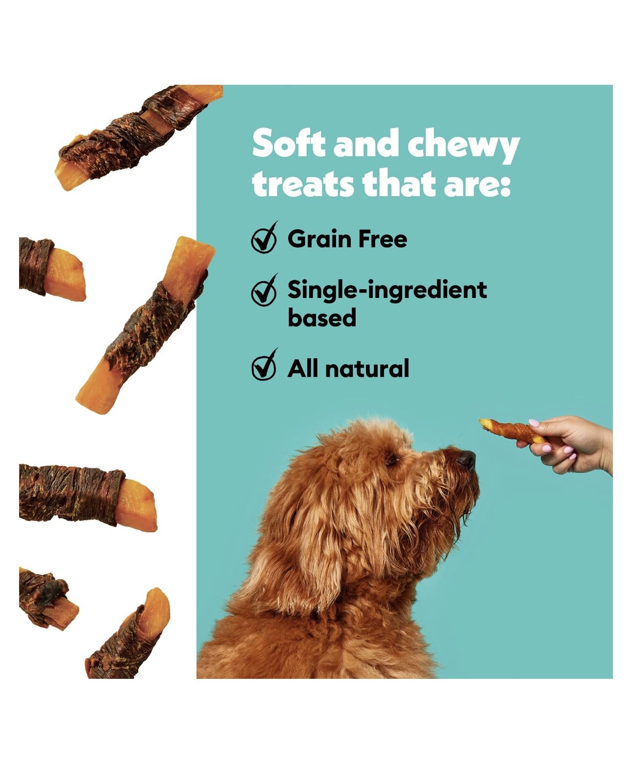 Distributeur DN Essentials inclus avec Wiggles & Wags Twists, emballage pratique et coloré.