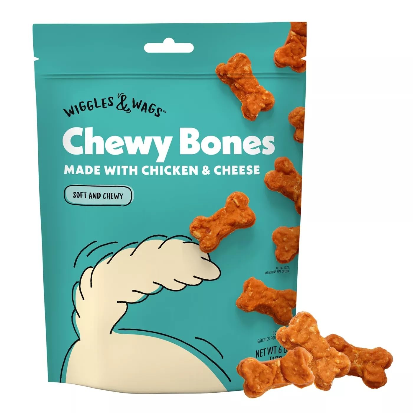 Wiggles & Wags – os-forme poulet-fromage: friandise savoureuse pour récompenser votre chien.