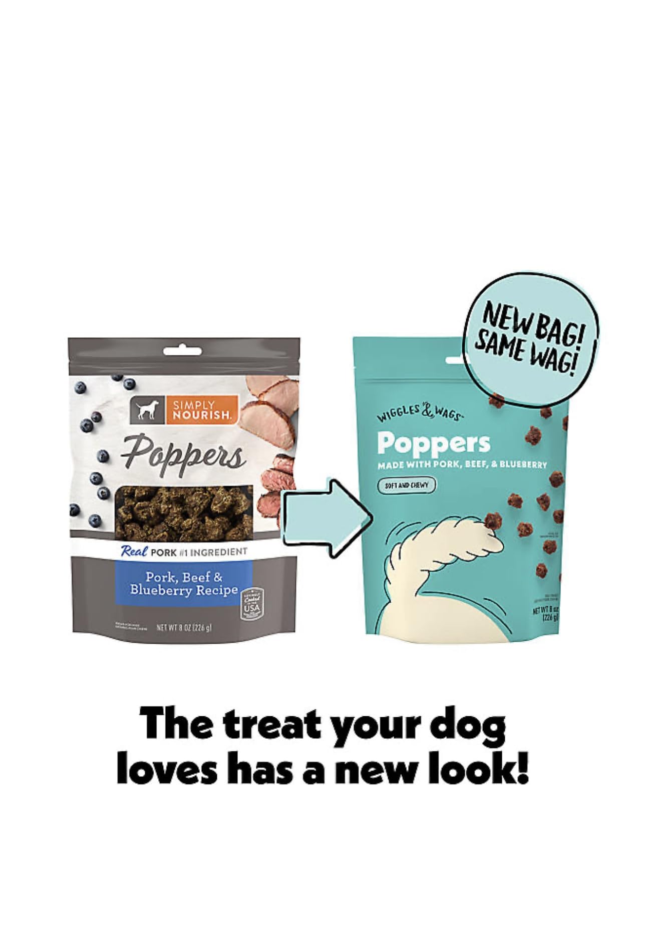 Texture douce et moelleuse de Wiggles & Wags Poppers pour récompenser