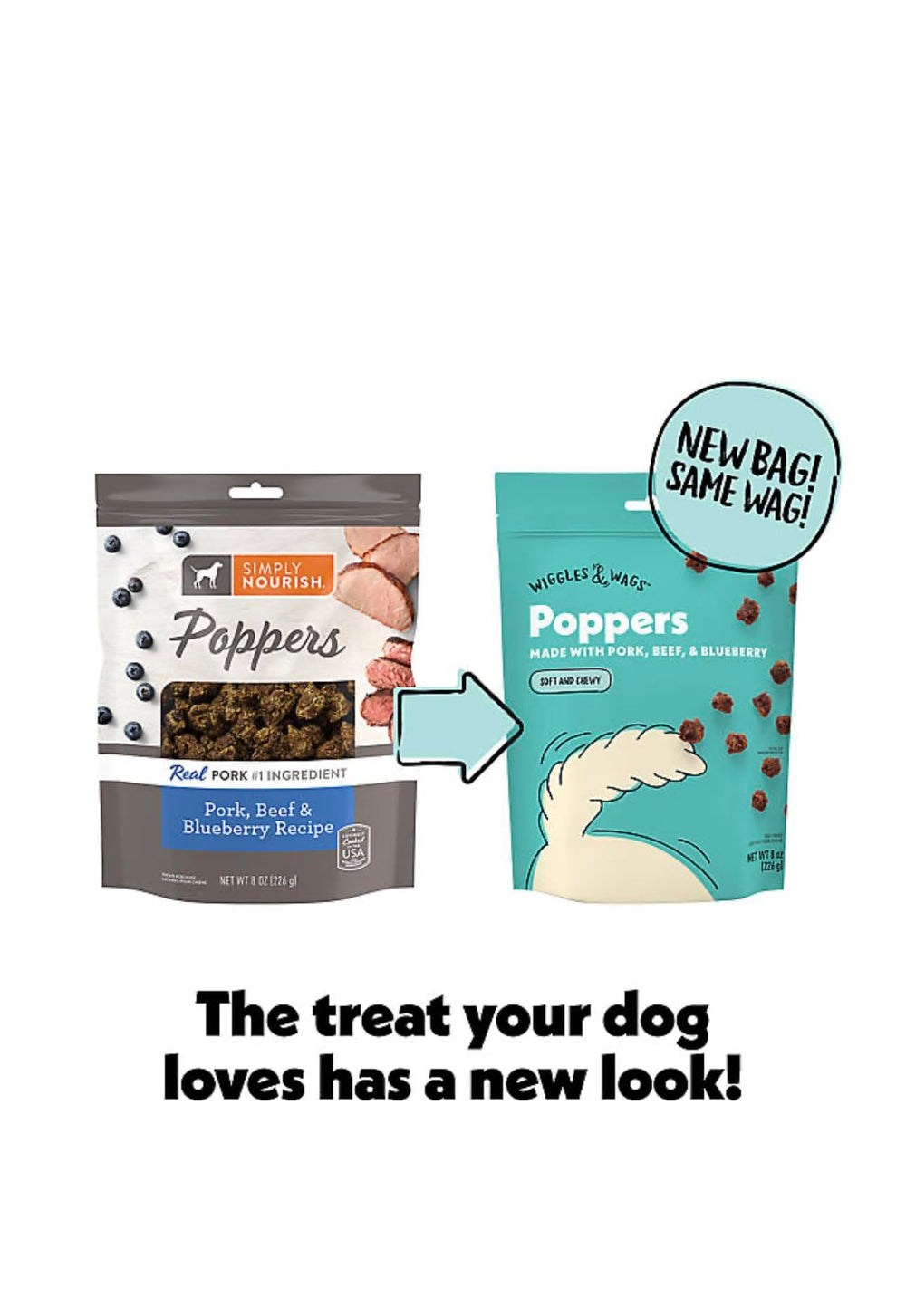 Texture douce et moelleuse de Wiggles & Wags Poppers pour récompenser
