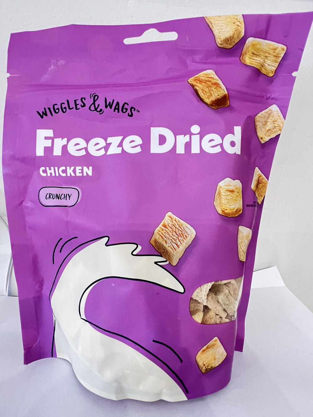 Sans additifs Wiggles & Wags poulet séché, snack naturel et savoureux.