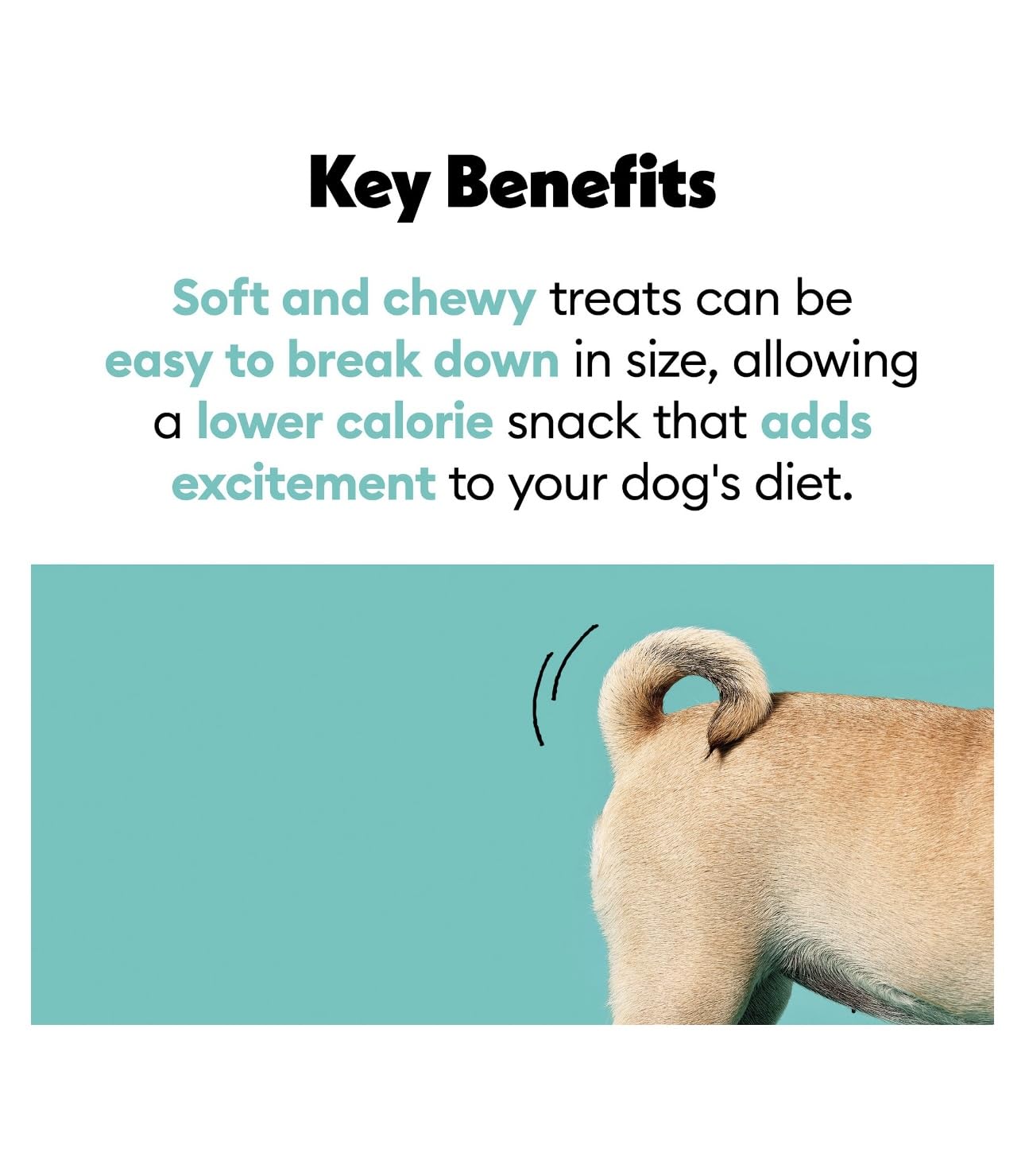 Ingrédients naturels sans céréales, Wiggles & Wags Twists comme snack simple.