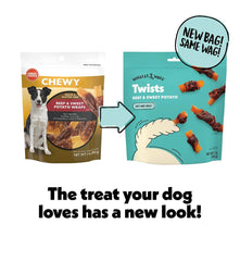Wiggles & Wags Twists texture torsadée boeuf et patate douce pour chiens gourmands.