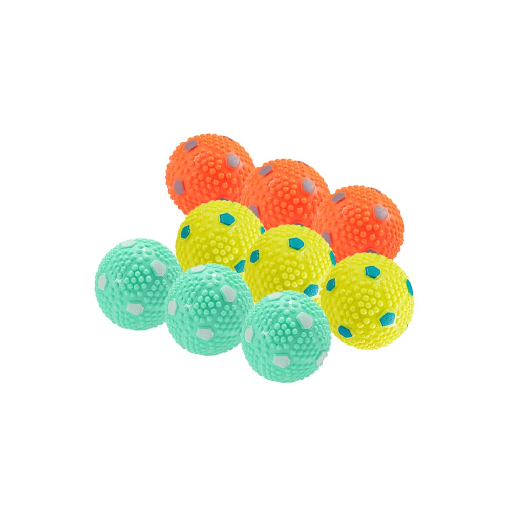 Balles WIGGLYTAIL en latex 2 pouces, pack de 9, idéal pour petits chiens.