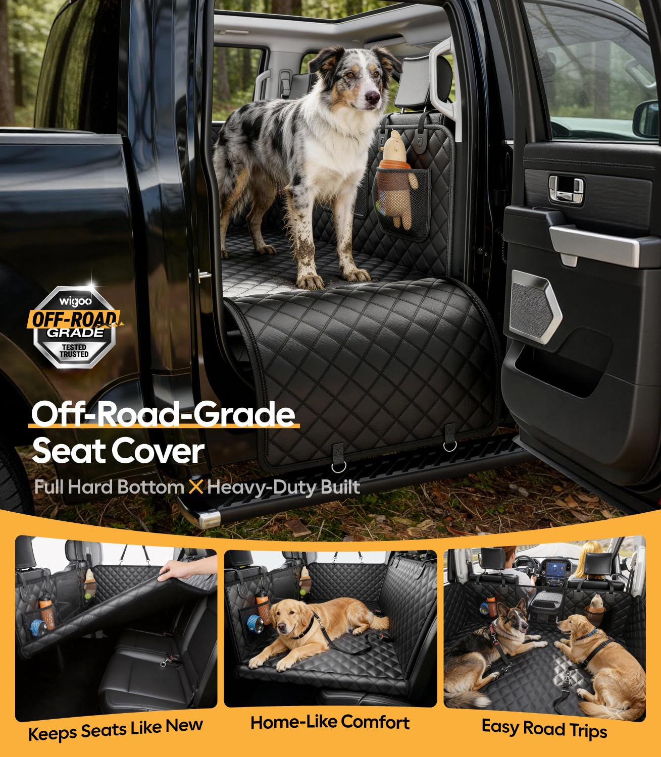 Wigoo hamac chien auto – surface robuste supportant jusqu’à 450-livres.