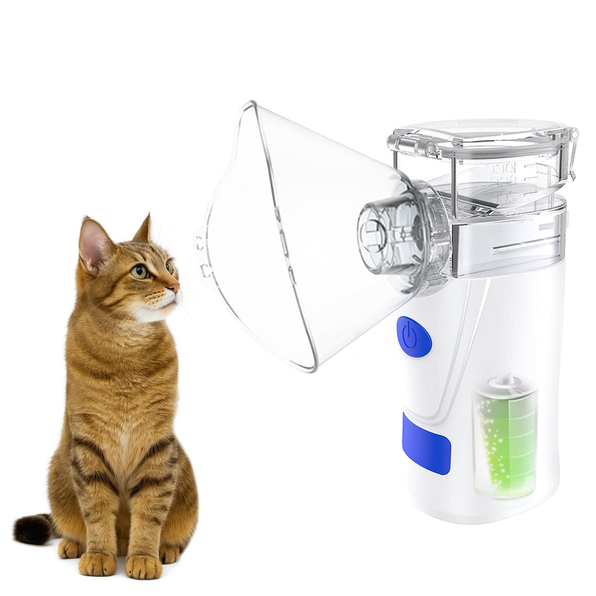 WIKSRY Chat Nebuliseur avec masque confortable pour des traitements à domicile.