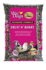 Wild Delight Fruit N' Berry: sac beige, nourriture pour oiseaux attirant les passereaux dans le jardin.