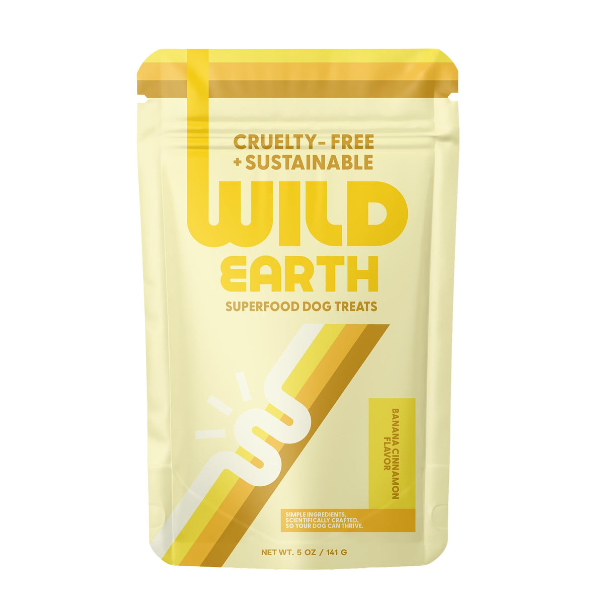 Friandises Wild Earth à base de plantes, emballage ouvert, récompense pratique pour l'entraînement.