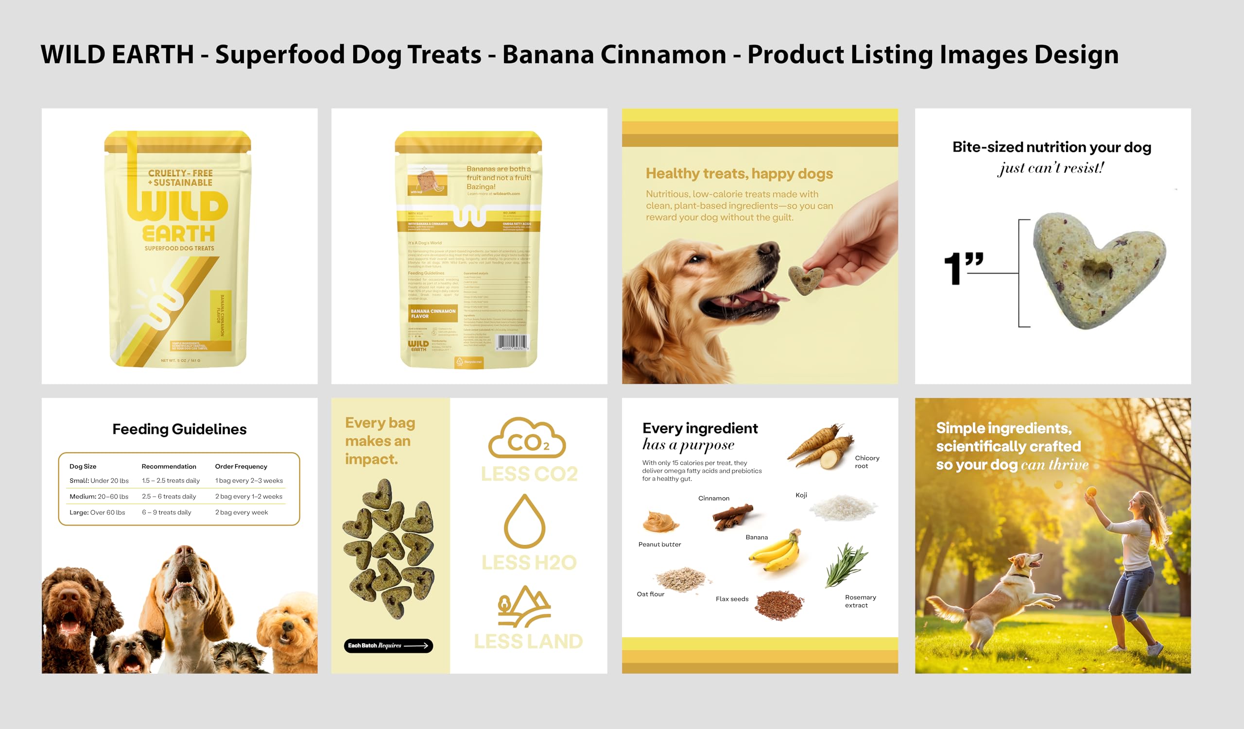 Étiquette nutritionnelle claire des friandises Wild Earth pour chien.