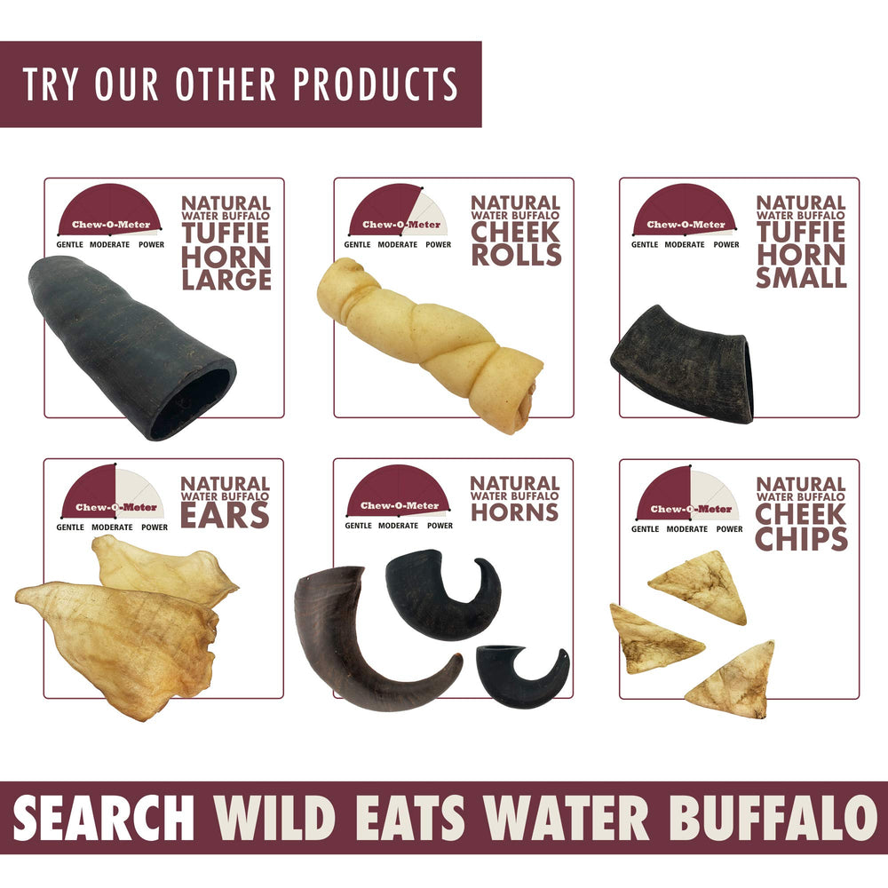 Wild Eats, corne buffle sans additifs, sculpture naturelle pour chiens.