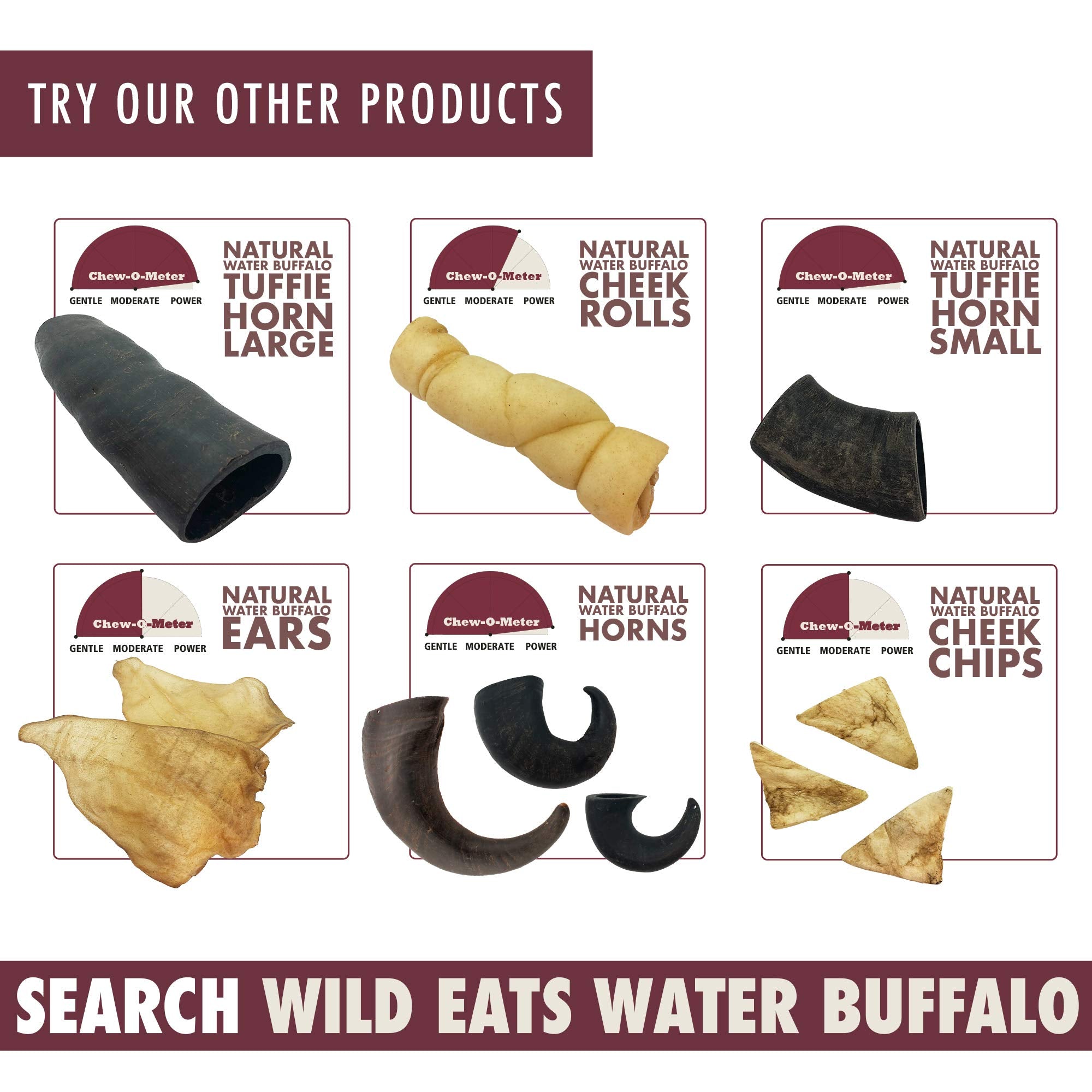 Wild Eats corne-buffle-durable-mastication : aide à canaliser l'envie de mastiquer