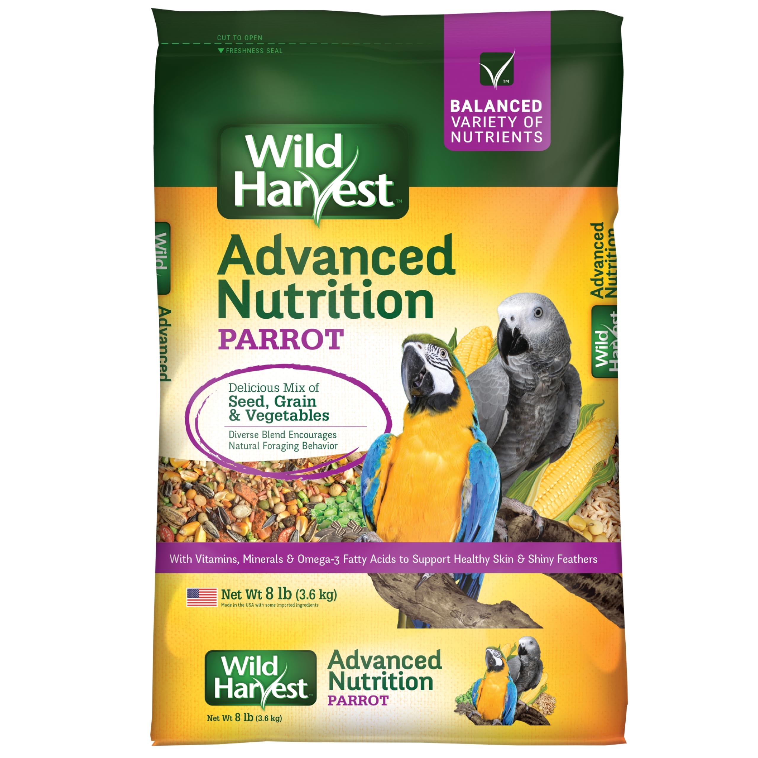 Wild Harvest Nutrition Avancée Perroquet — bol d’alimentation attrayant stimulant l’appétit.