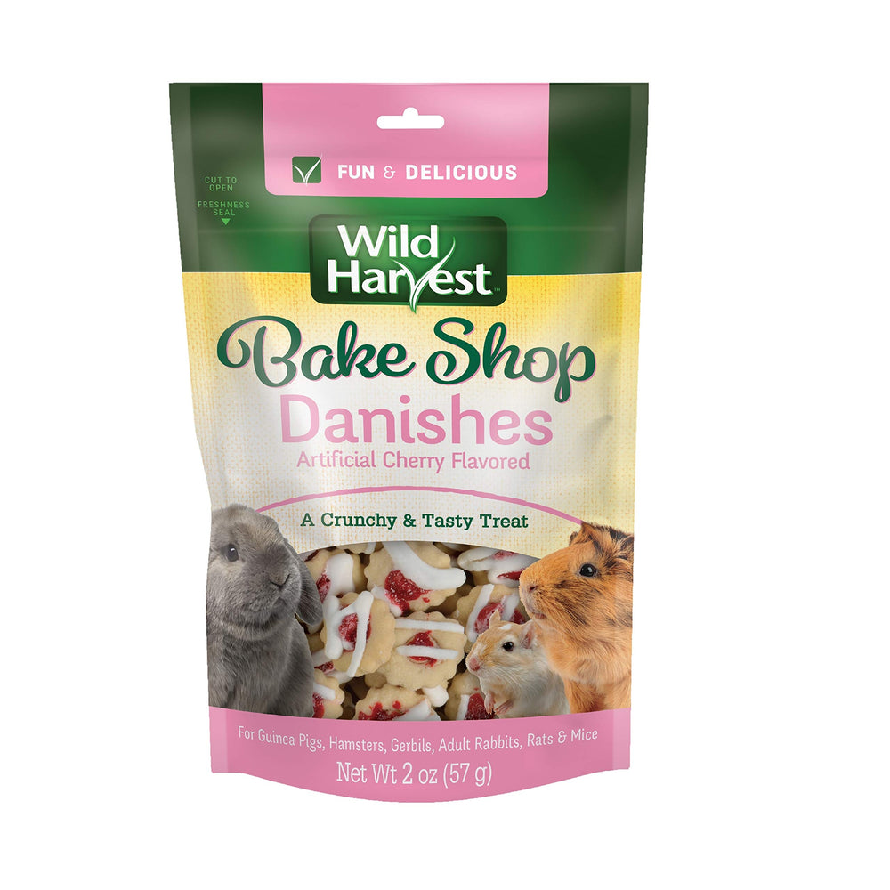 Friandise Wild Harvest Bake Shop Danishes au cerise artificielle en emballage attrayant pour petits animaux.