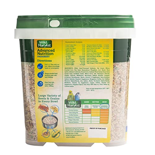 Wild Harvest Perruche nutrition omega3 : soutien plumage sain et peau éclatante.