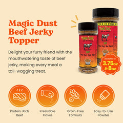 Magic Dust saupoudré sur croquettes pour plus d’appétit et texture croquante.