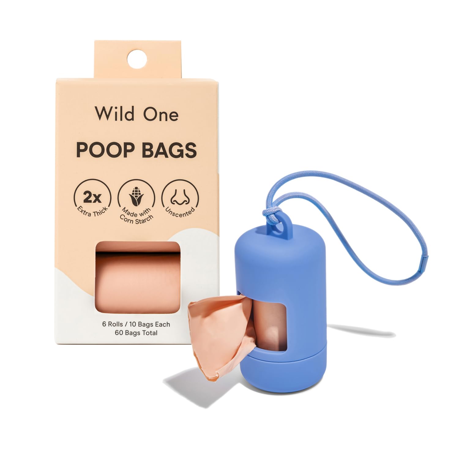 Distributeur Wild One avec sacs à crottes, pratique et rapide à attacher à la laisse.