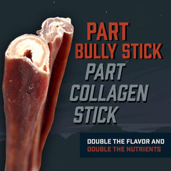 CollaBully Sticks affichant les couches collagène et boeuf pour une mastication enrichie.