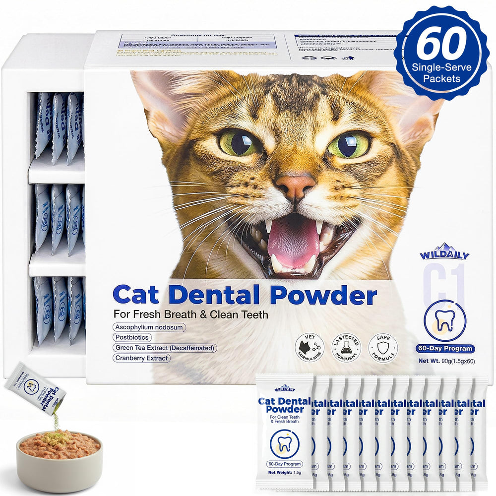 Wildaily Poudre Dentaire Chat — emballage pratique pour l'hygiène buccale.