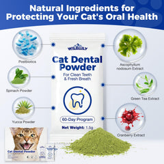 Wildaily Poudre Dentaire Chat — sachets individuels faciles à doser lors des repas.