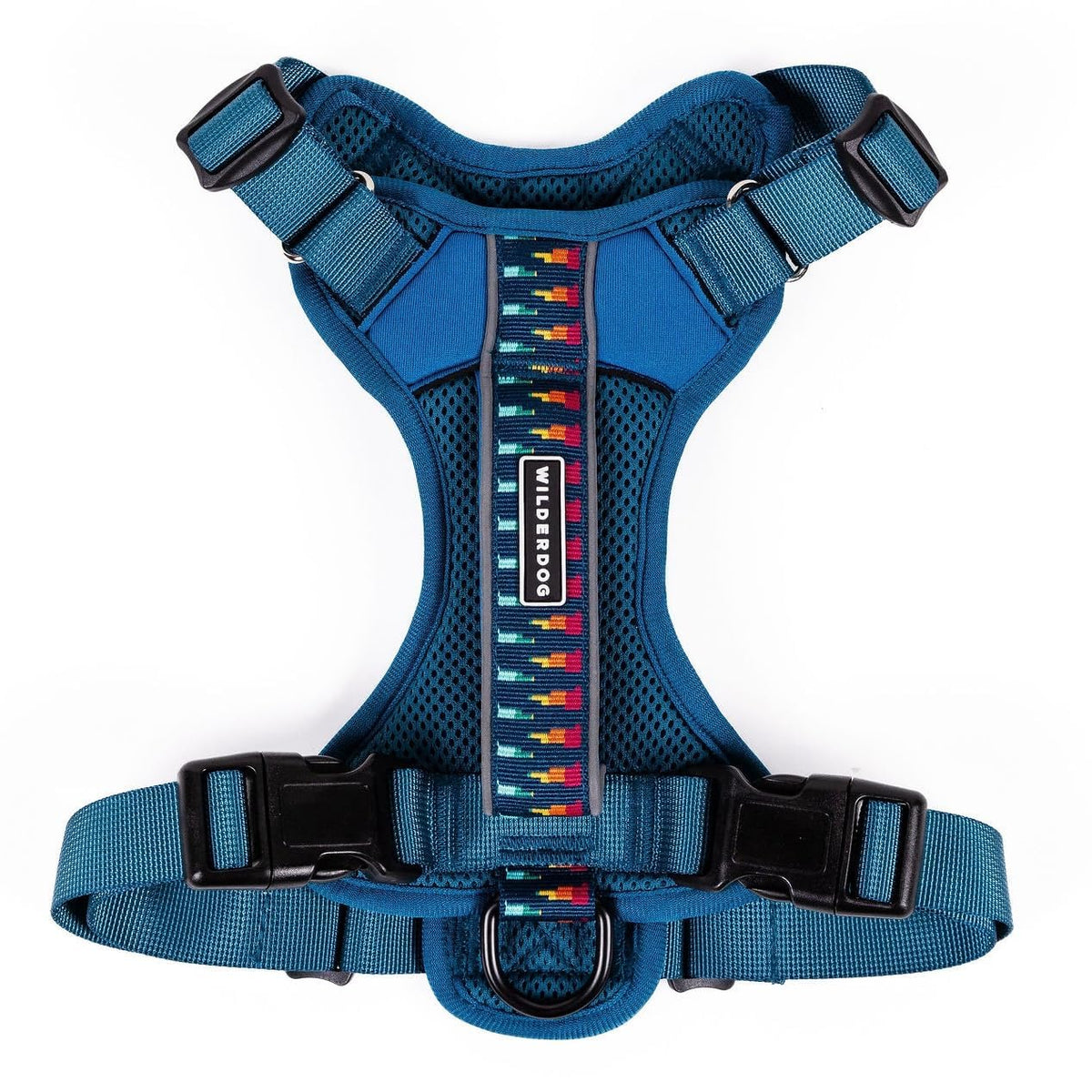 Harnais Wilderdog léger bleu pacifique, idéal pour promenades quotidiennes et confort.