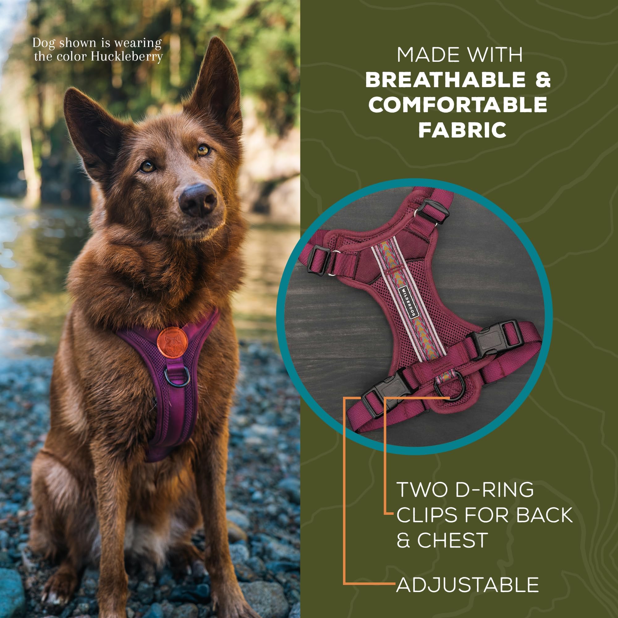 Wilderdog harnais polyvalent pour promenades quotidiennes et sentiers
