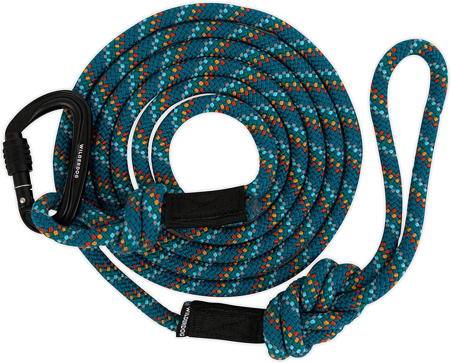 Laisse Wilderdog en corde bleu pacifique prête pour chiens petits et moyens.