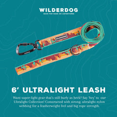 Laisse Wilderdog Ultralight Moab 6 pieds, largeur d'un pouce, idéale en ville.