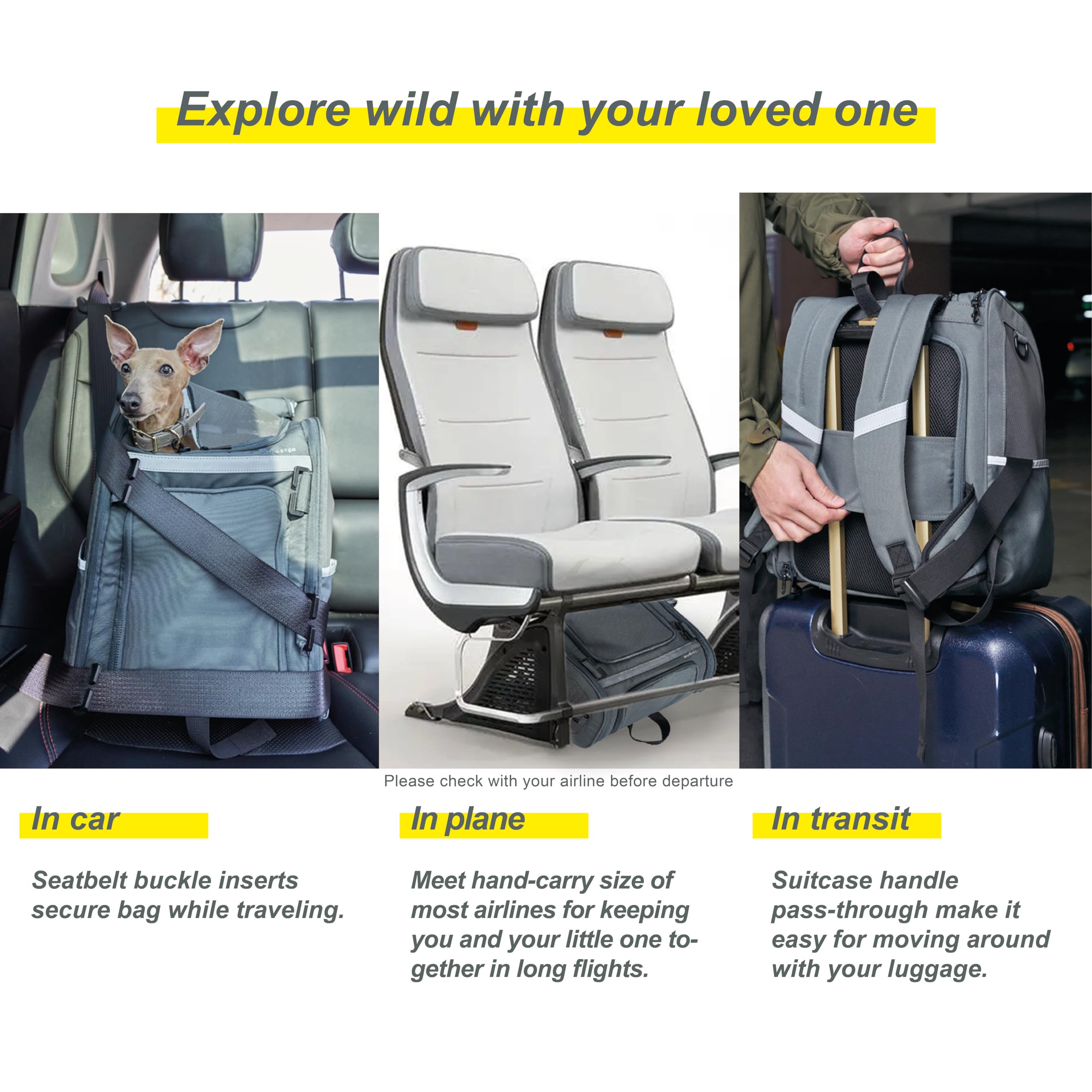 Wildgogo sac porte-animaux sangles epaule, transport confortable en voyage et sortie.