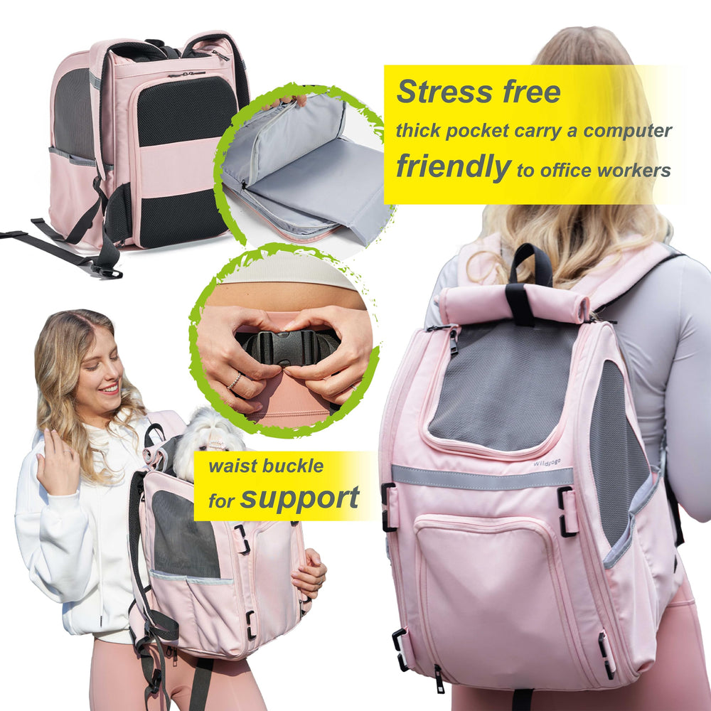 Wildgogo sac porte-animaux securite, harnais integre et attaches securisees.
