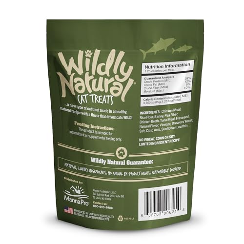 Exterieur croustillant des friandises Wildly Natural au thon pour chat.