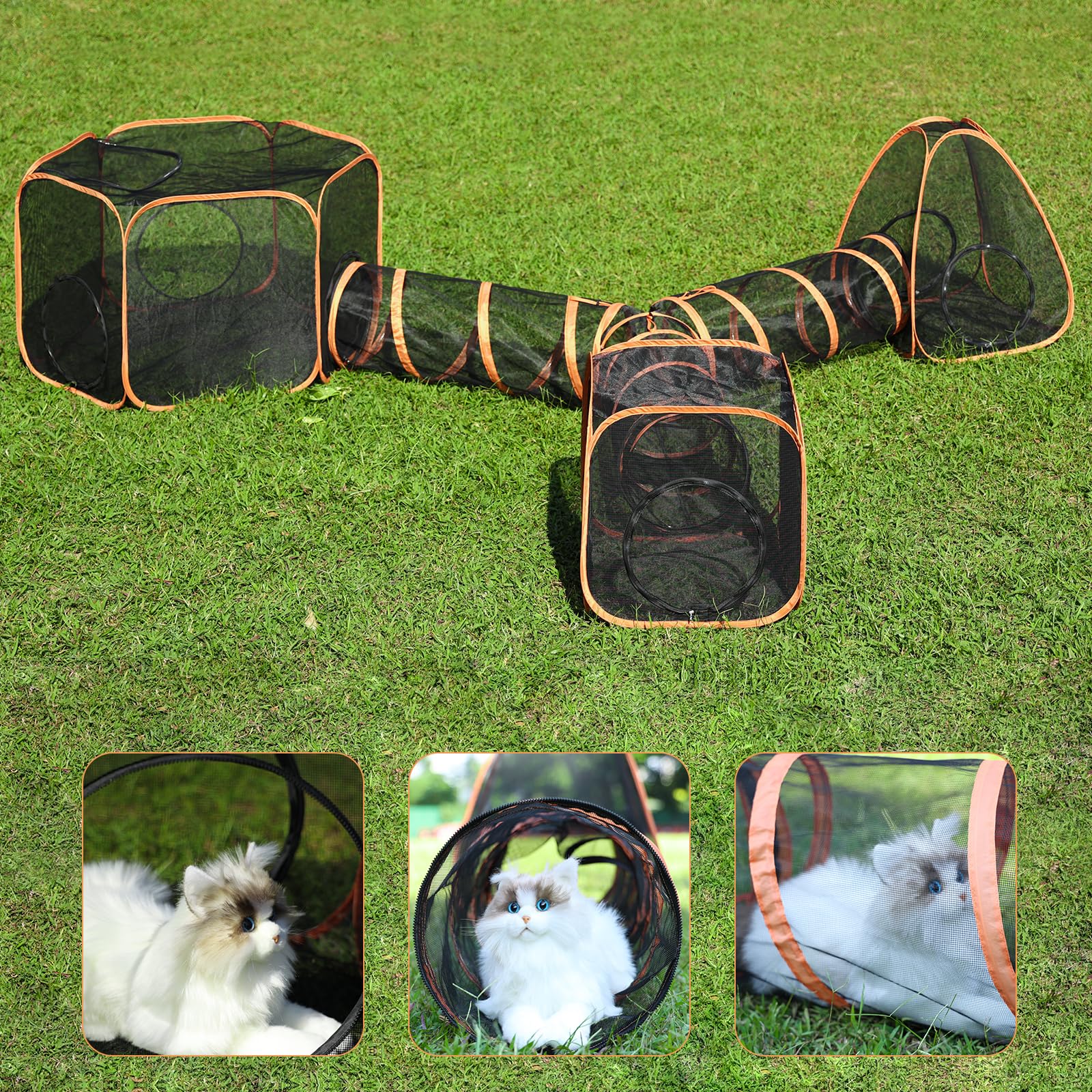 Wilhker tente-chat extérieur carrée pour jeu spacieux et modulable