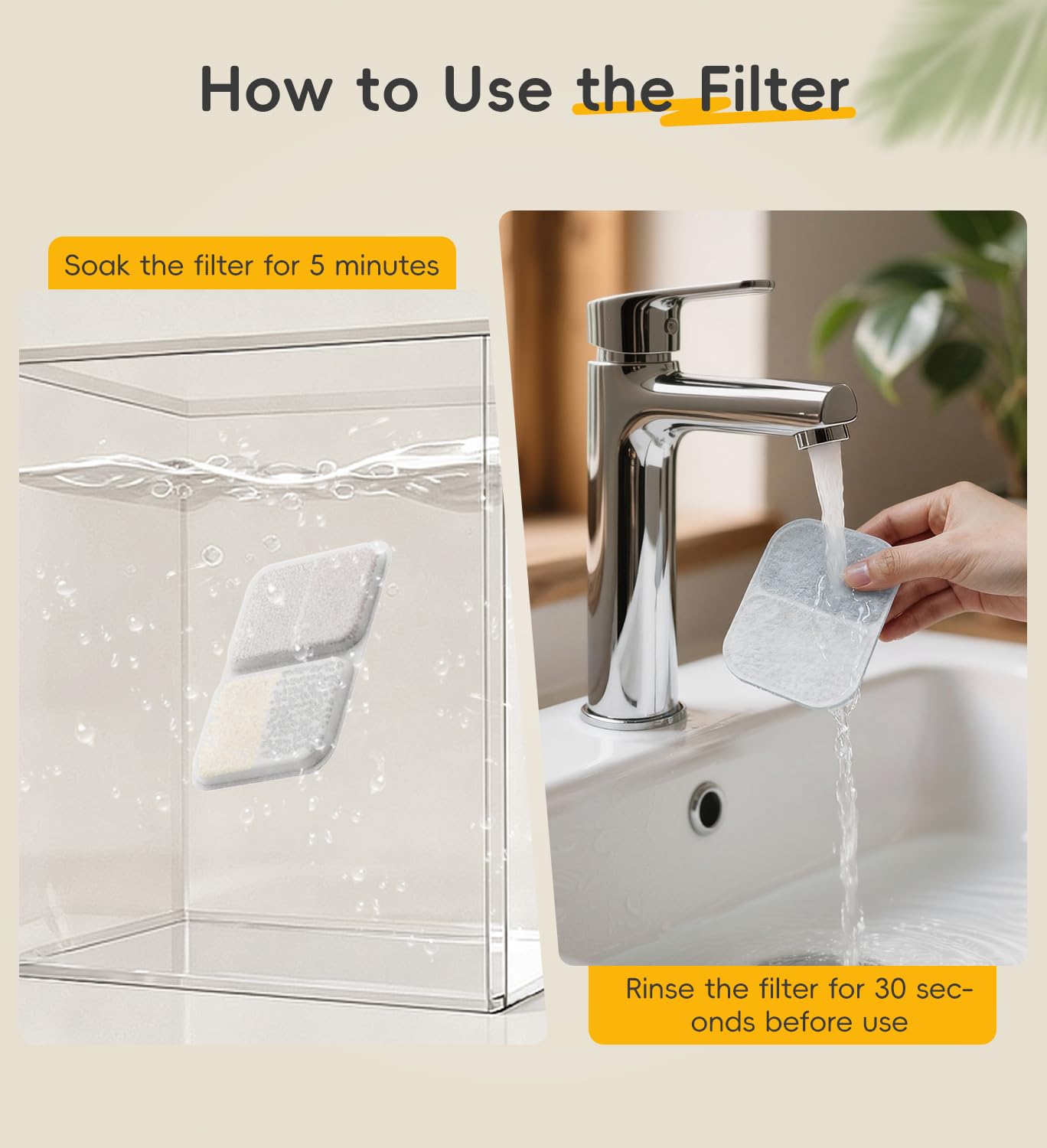 Filtre en matériaux KDF et charbon actif pour une filtration renforcée.