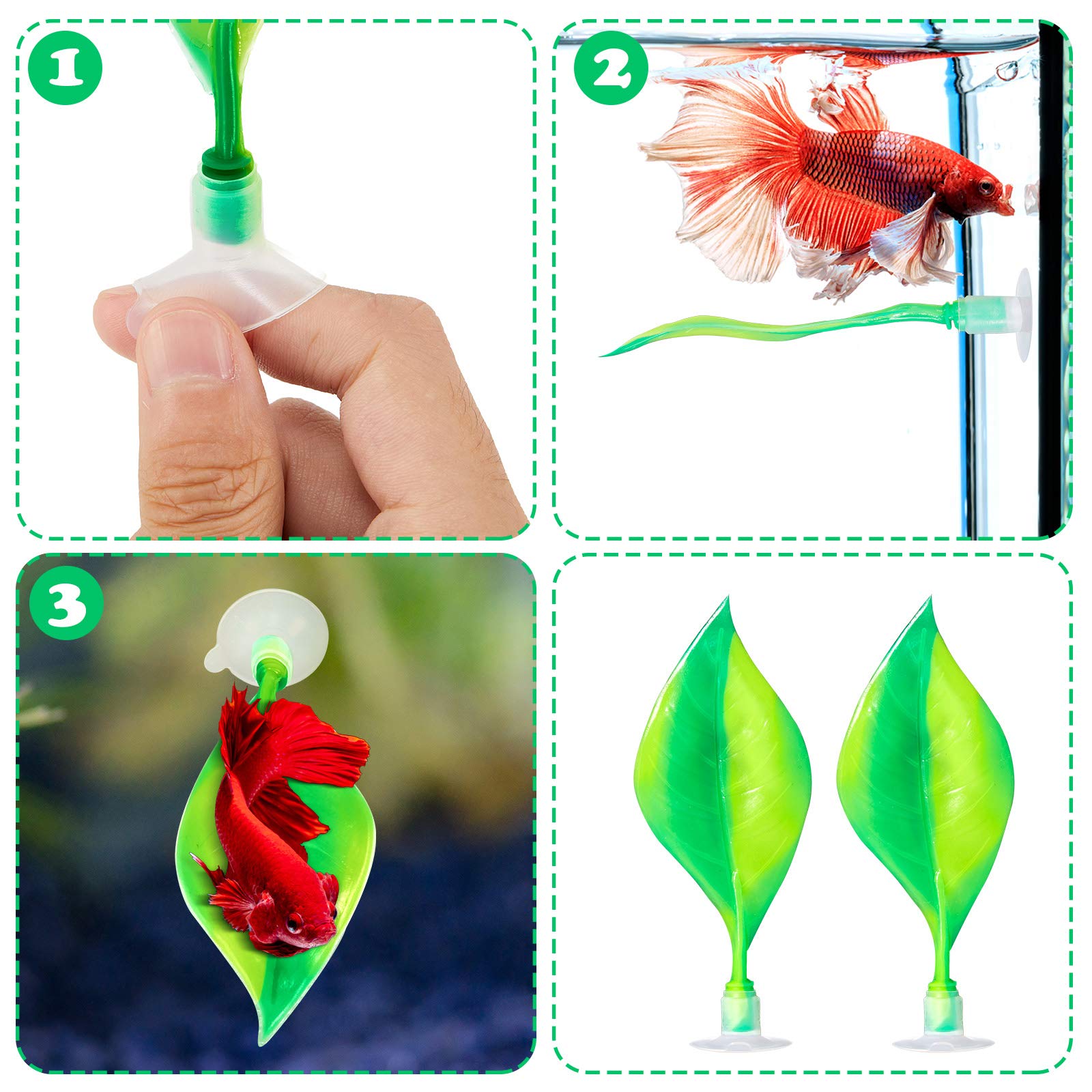 WILLBOND hamac-feuille-betta vert – repos près de la surface pour betta.
