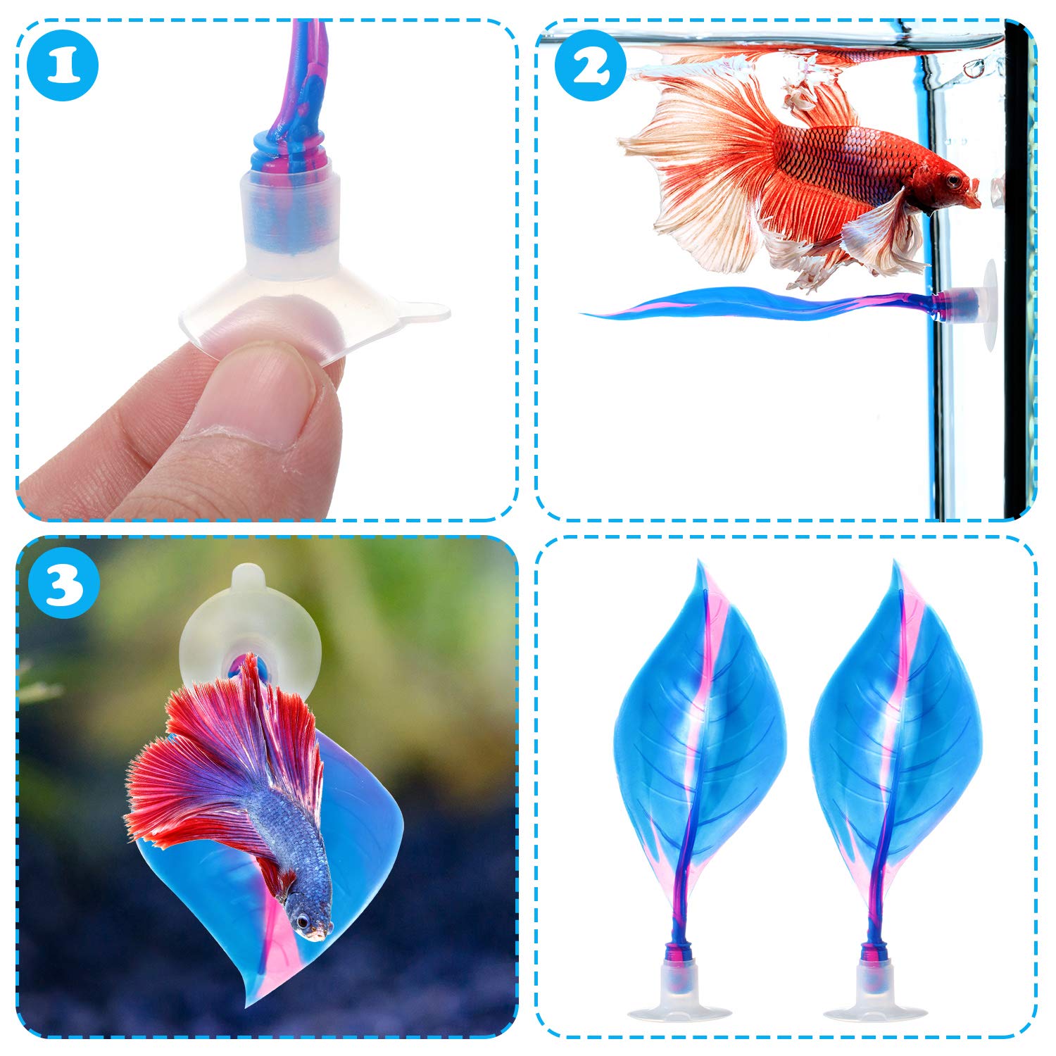 Hamac-feuille bleu WILLBOND, installation rapide et durable dans l’aquarium.