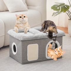 WINDRACING cachette chat avec porte ferme, refuge prive