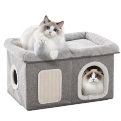 WINDRACING couch-cabane gris clair, lit ouvert et confortable pour chat