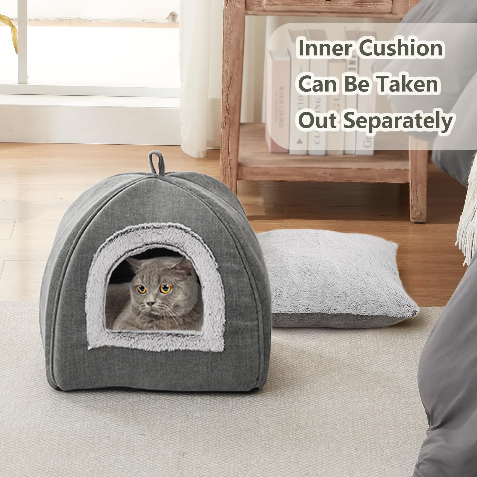 Dortoir WINDRACING peluche gris intérieur chaud et confortable.