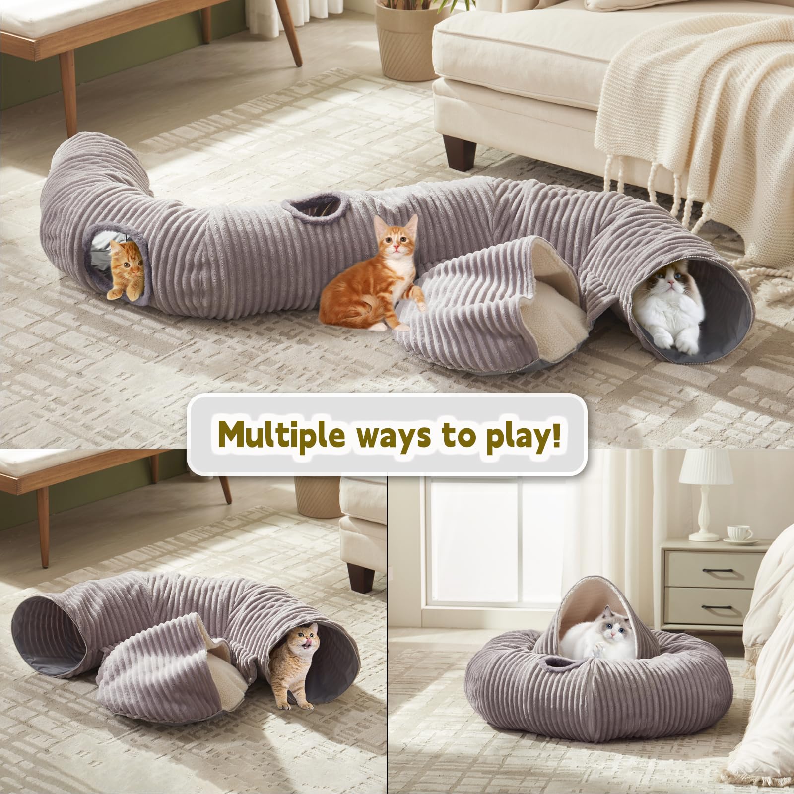 Windracing tunnel chat boules peluche – accessoire ludique pour chats actifs